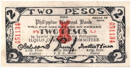 Philippines 2 Pesos Noir et Rouge - 1944