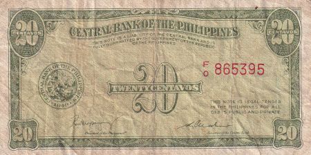Philippines 20 Centavos - 1949 - TB - P.130a