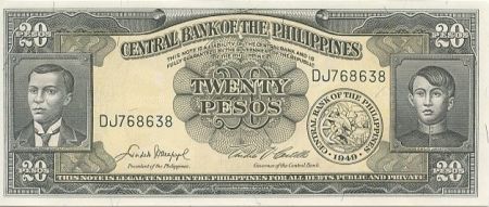 Philippines 20 Pesos A. Bonifacio et E. Jacinto