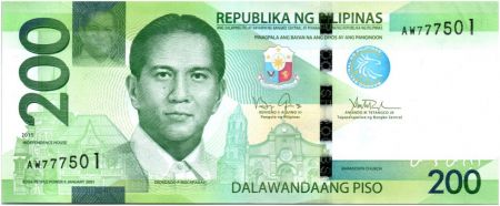 Philippines 200 Piso 2015 - D. Macapagal - Tarsier, paysage
