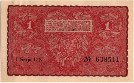 Pologne 1 Marka - Rouge - 1919