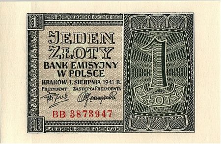 Pologne 1 Zloty  - Gris - 1941
