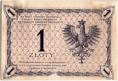 Pologne 1 Zloty, T. Kosciuszko - 1919 - TTB + - P.51