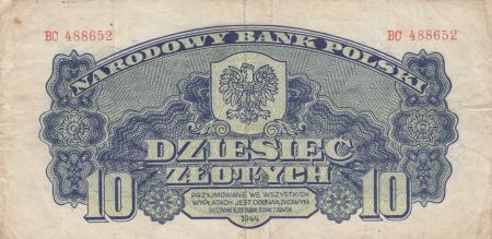 Pologne 10 Zlotych 1944 - Bleu