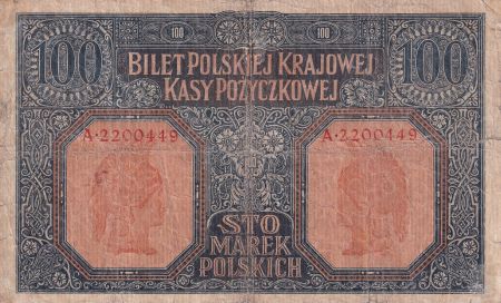 Pologne 100 Marek - Aigles - Guerrières - 1916 - B+ - P.15