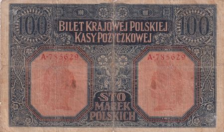 Pologne 100 Marek - Aigles - Guerrières - 1916 - B+ - P.6a