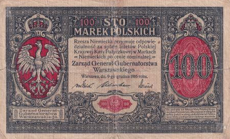 Pologne 100 Marek - Aigles - Guerrières - 1916 - TB - P.15