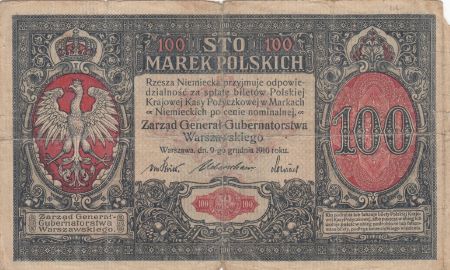 Pologne 100 Marek 1916 - Aigle couronné