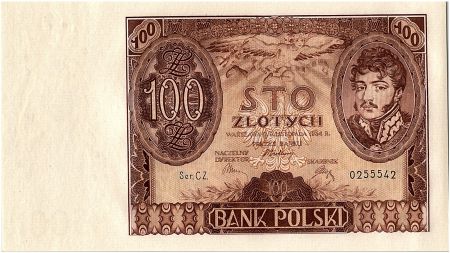 Pologne 100 Zlotych  J Poniatowski - 1932