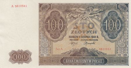 Pologne 100 Zlotych 1941 - Marron, Eglise - Série A 5610541