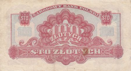 Pologne 100 Zlotych 1944 - Rouge