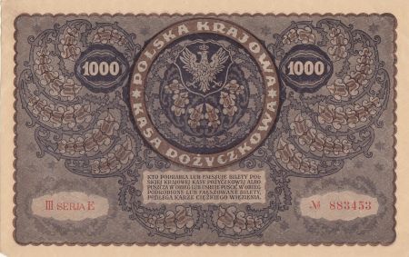 Pologne 1000 Marek Tadeusz Kosciuszko - 1919  - III série E