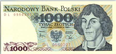 Pologne 1000 Zlotych 1982 - Copernic