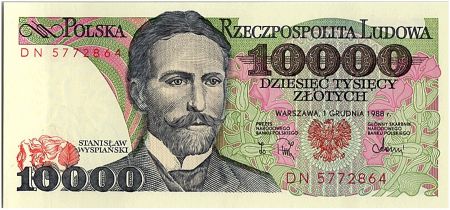 Pologne 10000 Zlotych  - S. Wyspianski - 1988