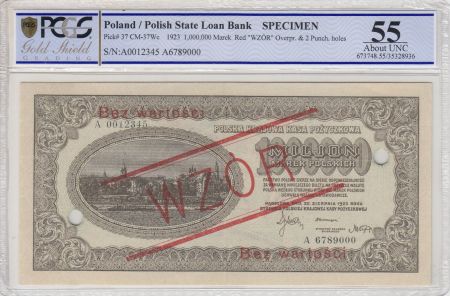 Pologne 1000000 Marek 1923 -  Cité - Aigle - 1923 - Spécimen - PCGS 55