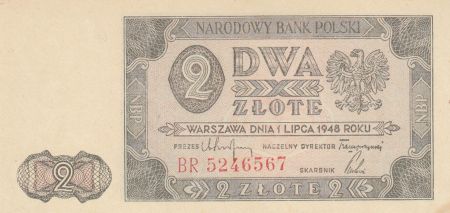 Pologne 2 Zlote 1948  - Armoiries, Bâtiment