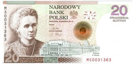 Pologne 20 Zlotych Marie Curie - Prix Nobel