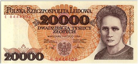 Pologne 20000 Zlotych  - Marie Curie - 1989