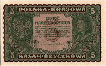 Pologne 5 Marek - T. Kosciuszko - 1919