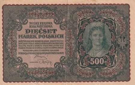 Pologne 500 Marek - Femme - Aigle - 1919 - P.28