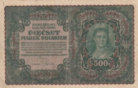 Pologne 500 Marek 1919 - Portrait de femme