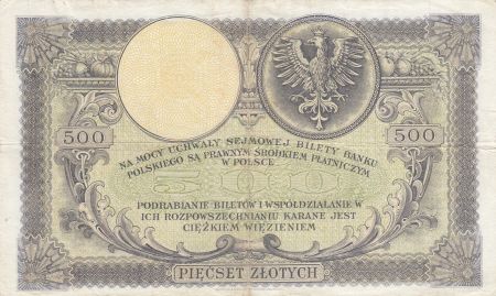 Pologne 500 Zlotych  T. Kosciuszko - Aigle couronné - 1919 - TTB