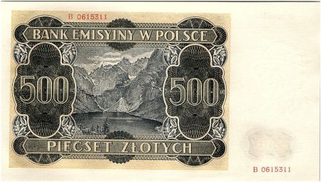 Pologne 500 Zlotych 1940  -  Gorale - Rivière, montagne