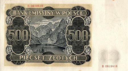 Pologne 500 Zlotych Gorale - Rivière, montagne - 1940