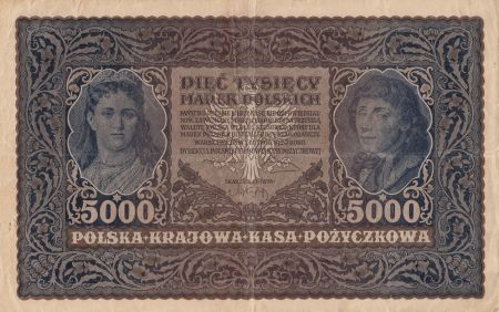 Pologne 5000 Marek  1919  - T. Kosciuszko, Armoiries - Série III G