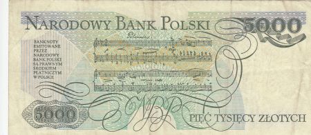 Pologne 5000 Zlotych 1988 - F. Chopin