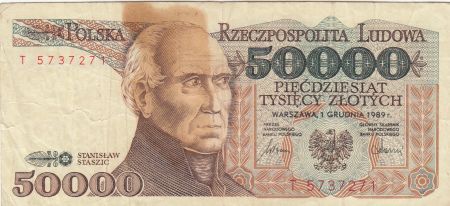 Pologne 50000 Zlotych 1989 - S. Staszic