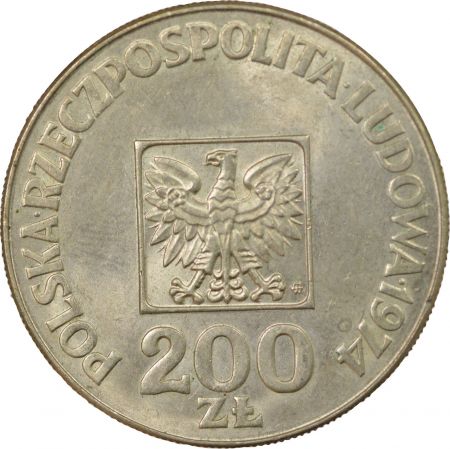 Pologne POLOGNE, 30e ANNIVERSAIRE DU PRL - 200 ZLOTYCH ARGENT 1974