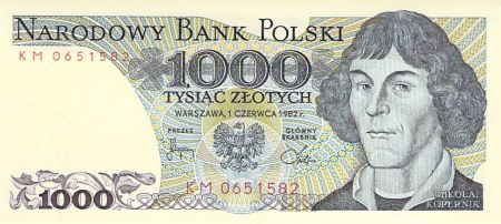 Pologne POLOGNE  NICOLAS COPERNIC - 1000 ZLOTYCH 01/06/1982