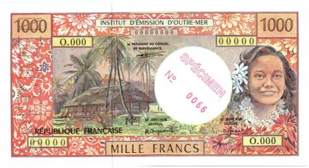 Polynésie Fr. 1000 Francs Tahitienne - Hibiscus - Spécimen Jurgensen - 1985