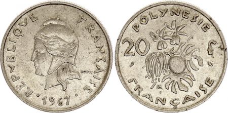 Polynésie Fr. 20 Francs - Marianne - Fleurs - 1967