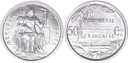 Polynésie Fr. 50 Centimes Liberté assise -  1965 - SPL