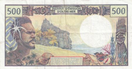 Polynésie Fr. 500 Francs ND1992 - Pêcheur, bateau, plage