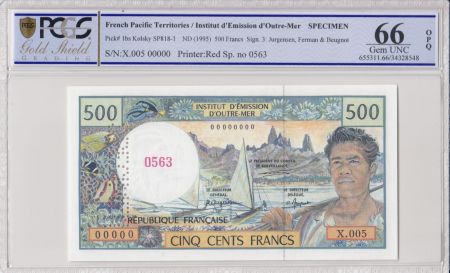 Polynésie Fr. 500 Francs Polynésien - Pirogue - Spécimen - PCGS 66 OPQ