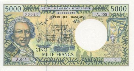 Polynésie Fr. 5000 Francs Bougainville - Trois-mâts - 1992 alph A.5