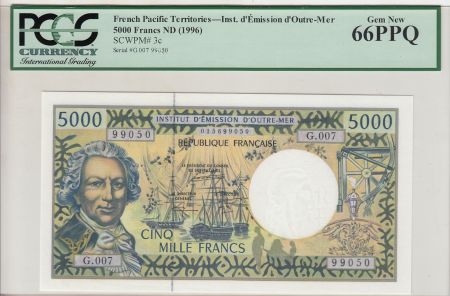 Polynésie Fr. 5000 Francs Bougainville - Trois-mâts - ND (1996) - PCGS 66PPQ