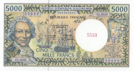 Polynésie Fr. 5000 Francs Bougainville - Trois-mâts - Spécimen - 1985
