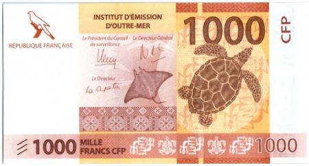 Polynésie Fr. New2.2014 1000 Francs, Tortue - Oiseaux