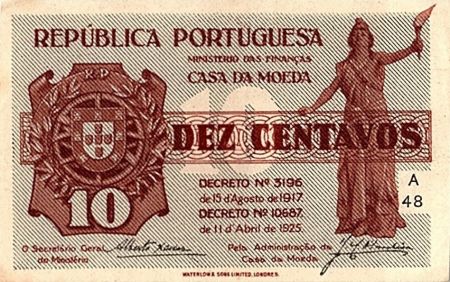Portugal 10 Centavos  - Armoiries - 1925