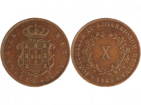 Portugal 10 Reis - 1845 - Maria II - Armoirie
