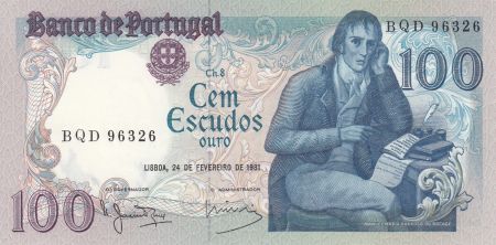 Portugal 100 Escudos Manuel M.B. du Bocage - 24.02.1981