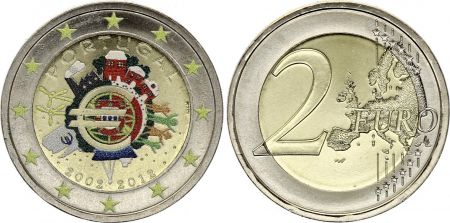 Portugal 2 Euros - 10 ans de l\'Euro - Colorisée - 2012