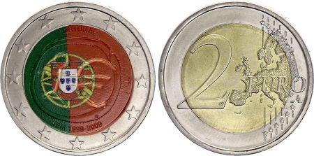 Portugal 2 Euros - 10 ans UEM - Colorisée - 2009 - Bimétallique