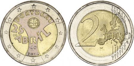 Portugal 2 Euros - 40 ans de la Révolution des illets  - Hologramme - 2014