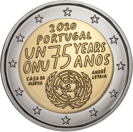 Portugal 2 EUROS COMMÉMO. BE PORTUGAL 2020 - 75 ans des Nations Unies (ONU)