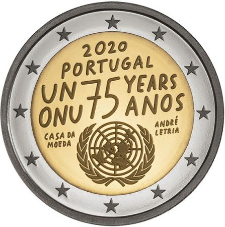 Portugal 2 EUROS COMMÉMO. BU PORTUGAL 2020 - 75 ans des Nations Unies (ONU)